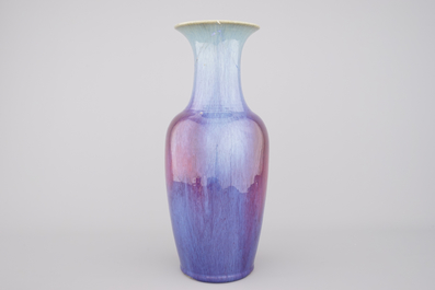 A Chinese flambe glazed vase, 19th C.