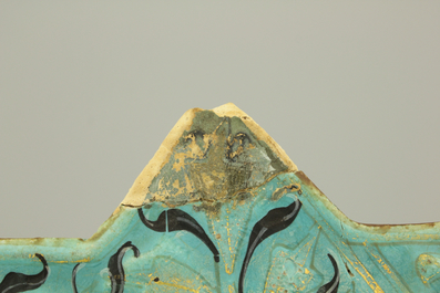 Stervormige tegel op turquoise fond, koud beschilderd, Lajvardina, 14e eeuw