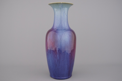 A Chinese flambe glazed vase, 19th C.