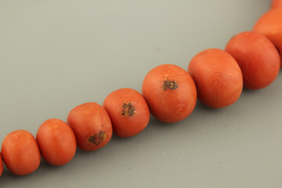 A collection of Chinese red coral jewelry, 19th C.