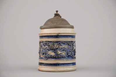 A small Westerwald beer stein, 17th C.