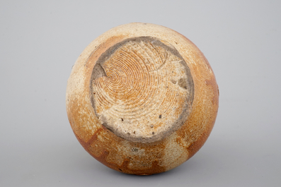 A fine beardman's or bellarmine jug with pewter cover, Raeren, late 16th C.