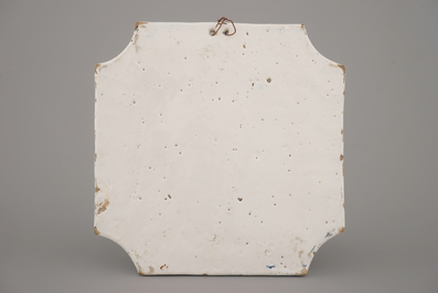Une plaque quadrangulaire en fa&iuml;ence de Delft, a. 1740