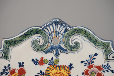 A pair of Dutch Delft chinoiserie plaques, dated 1757
