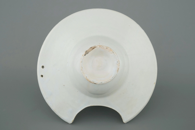 A white Delft shaving bowl, 18th C.