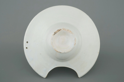 A white Delft shaving bowl, 18th C.