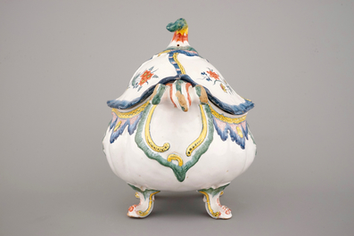 An important Brussels faience soup tureen, 18th C.