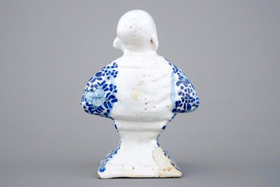 A Berlin faience blue and white bust of a chinaman, 18th C.