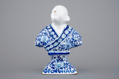 A Berlin faience blue and white bust of a chinaman, 18th C.