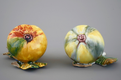 Two Dutch Delft models of pears, 18 and 19th C.