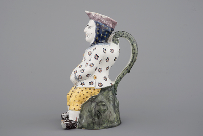 A large French faience pitcher, &quot;Jacquot&quot;, Lille, 18th C.