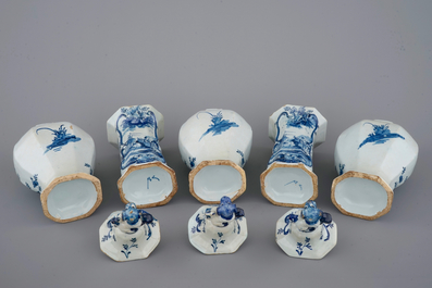 A 5-piece Dutch Delft garniture, 18th C.