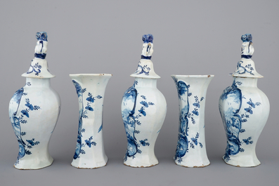 A 5-piece Dutch Delft garniture, 18th C.