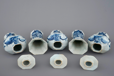 A 5-piece Dutch Delft garniture, 18th C.