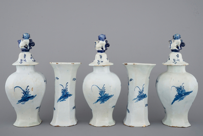 A 5-piece Dutch Delft garniture, 18th C.