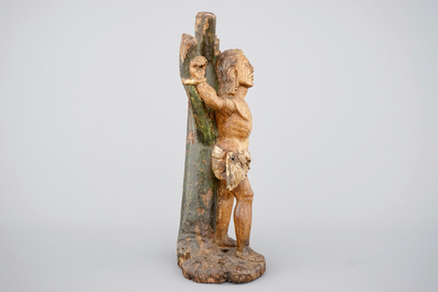 A carved and painted wood group of &quot;Saint Sebastian&quot;, 18/19th C.
