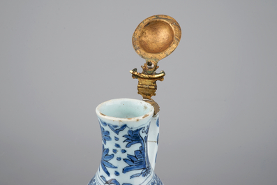 A fine Dutch Delft blue and white chinoiserie jug, Samuel van Eenhoorn, De Grieksche A, 1674-1685