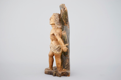 A carved and painted wood group of &quot;Saint Sebastian&quot;, 18/19th C.