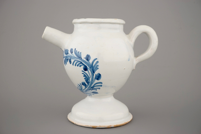 A blue and white wet drug jar, French faience, Nevers, 18th C.