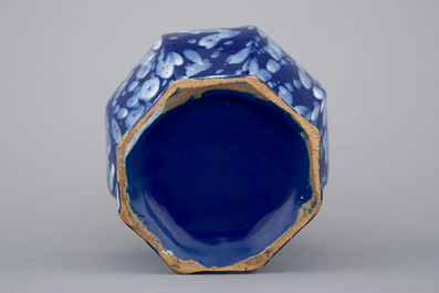 A French faience vase with bleu Persan or &quot;A la bougie&quot; decoration, Nevers, 17th C.