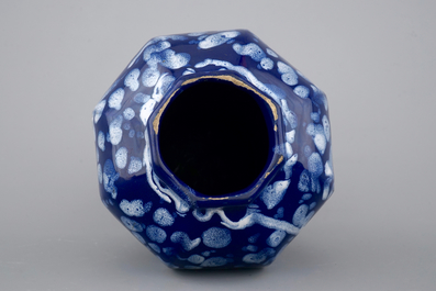 A French faience vase with bleu Persan or &quot;A la bougie&quot; decoration, Nevers, 17th C.