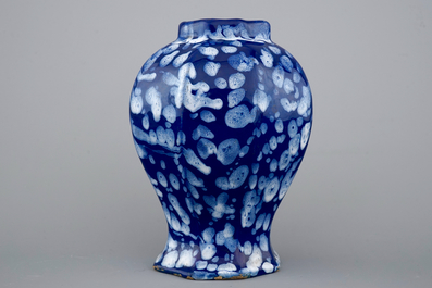 A French faience vase with bleu Persan or &quot;A la bougie&quot; decoration, Nevers, 17th C.