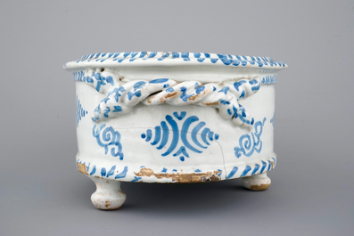 A French faience oval basin, Nevers, 17/18th C.