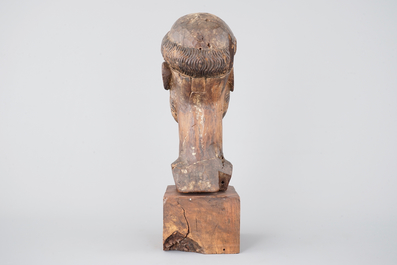 A Spanish colonial or Hispano-Filipino carved wood head of a saint, 18th C.