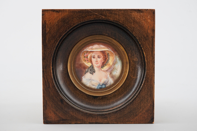 A collection of 10 painted portraits, miniatures on ivory, 19/20th C.