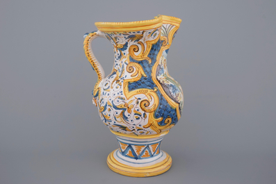 A very large Italian maiolica jug, Pesaro, 18/19th C.