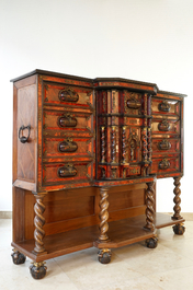 A baroque cabinet with walnut and tortoise shell veneer, partly 17/18th C.