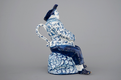 A blue and white Dutch Delft figural &quot;Bobbejak&quot; table fountain, 18th C.