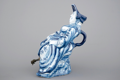 A blue and white Dutch Delft figural &quot;Bobbejak&quot; table fountain, 18th C.