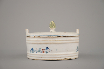 A pair of Brussels faience butter tubs, 18th C.