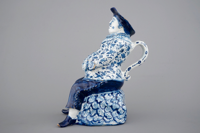 A blue and white Dutch Delft figural &quot;Bobbejak&quot; table fountain, 18th C.