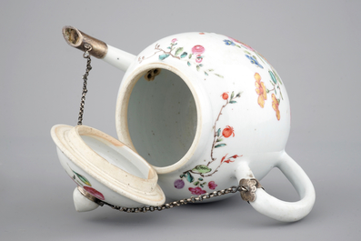 A Chinese famille rose teapot and cover, 18th C.