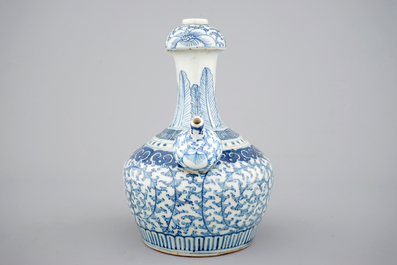 A rare Chinese blue and white kendi for the Indonesian market, 19th C.