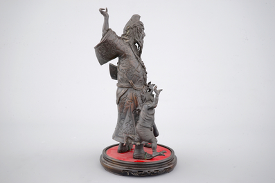 Een Chinese bronzen mythologische groep, 19/20e eeuw