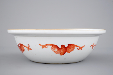 A Chinese polychrome bowl decorated with butterflies and fish, 19th C.