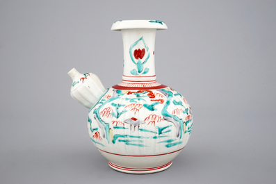 A Japanese porcelain polychrome Kendi, Kutani, 17th C.