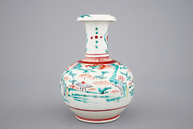 A Japanese porcelain polychrome Kendi, Kutani, 17th C.