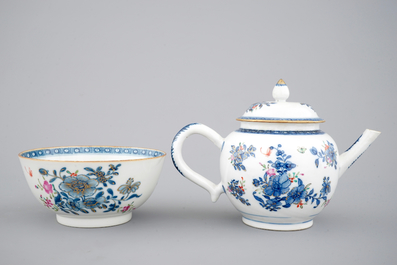 Een deel van een theeservies in Chinees famille rose porselein, 18e eeuw