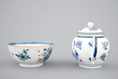 Een deel van een theeservies in Chinees famille rose porselein, 18e eeuw