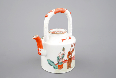 A Chinese famille rose overhead-handled teapot, 19th C