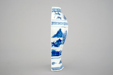 A Chinese porcelain blue and white wall vase, Qianlong, 18th C.