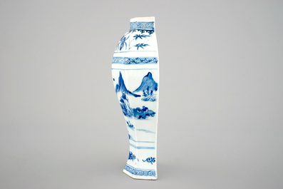 A Chinese porcelain blue and white wall vase, Qianlong, 18th C.