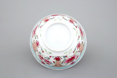 A Chinese famille rose cup and saucer, Yongzheng; 1722-1735