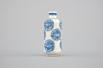 A Chinese blue and white soft paste porcelain snuff bottle, Yongzheng mark