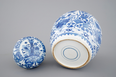 A blue and white Chinese porcelain ginger jar with cover, Kangxi, ca. 1700