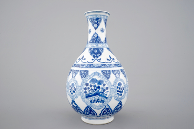 A Chinese blue and white pear-shaped bottle vase, Kangxi, ca. 1700